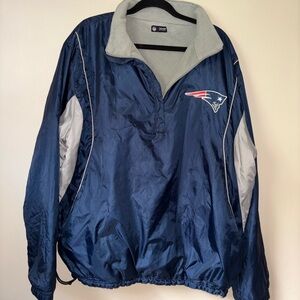 NFL Official Patriots Fleece Lined Windbreaker, Quarter Zip, Reversible